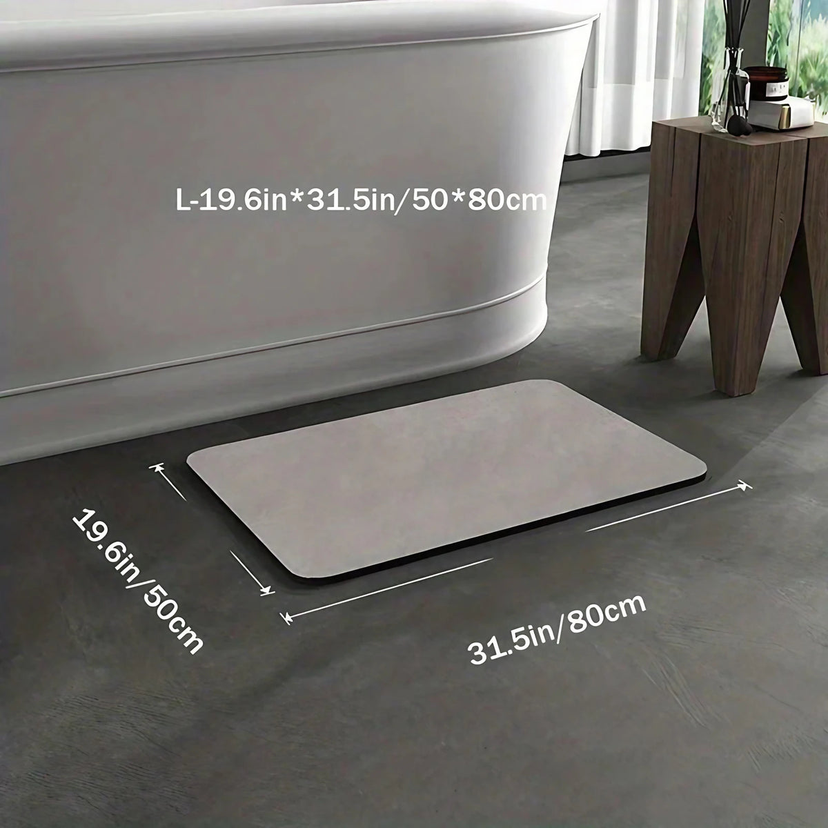 Tapis de bain en diatomite à séchage rapide, antidérapant, gris