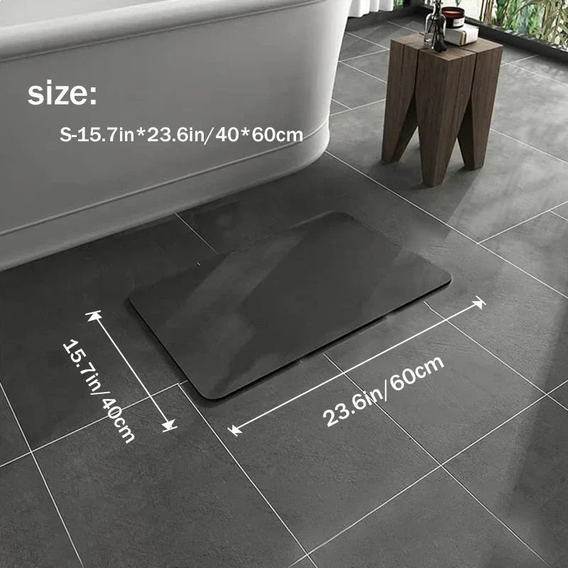 Tapis de bain en diatomite à séchage rapide, antidérapant, gris foncé