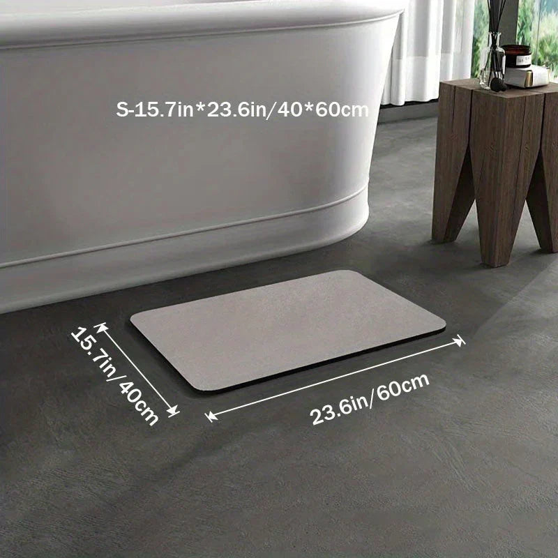 Tapis de bain en diatomite à séchage rapide, antidérapant, gris