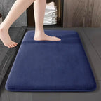 Tapis de bain en mousse à mémoire de forme, dessous antidérapant, bleu
