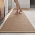 Tapis de cuisine en lin tressé, envers antidérapant, lavable, marron