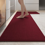 Tapis de cuisine en lin tressé, envers antidérapant, lavable, rouge
