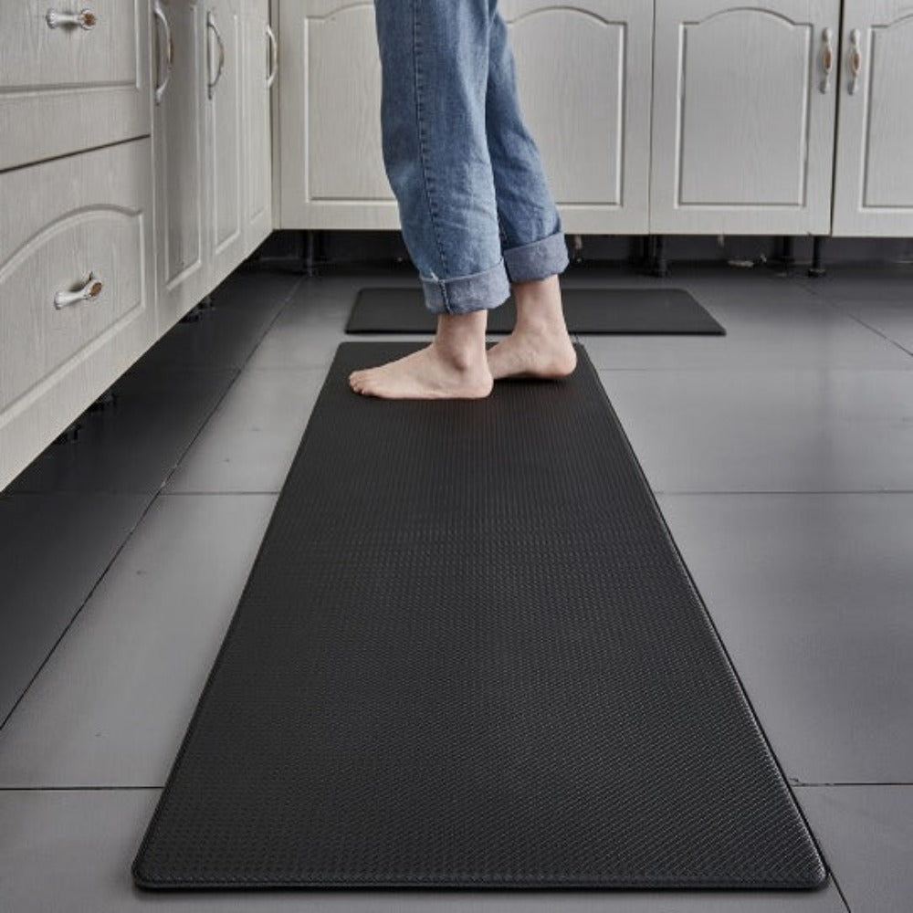 Tapis de cuisine anti-fatigue en mousse, antidérapant, 4 longueurs, noir