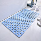 Tapis de douche antidérapant en PVC à ventouses, quatre formats, bleu