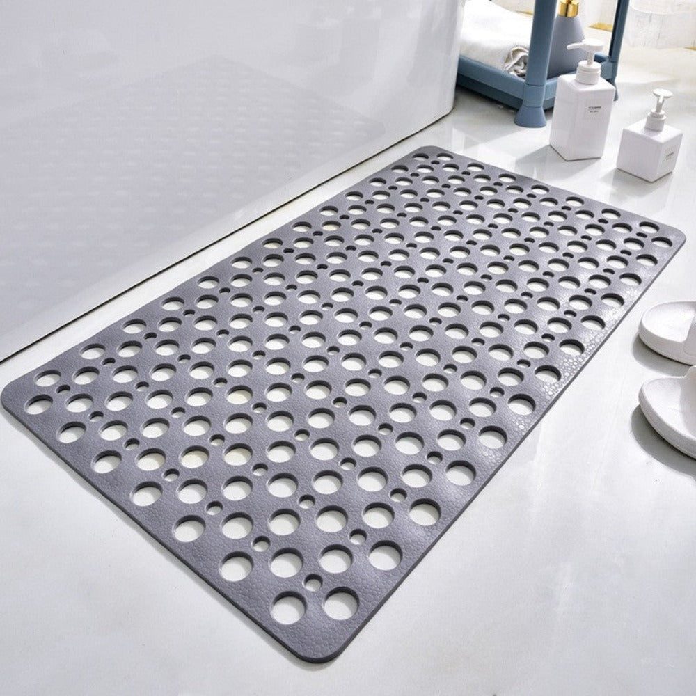 Tapis de douche antidérapant en PVC à ventouses, quatre formats, gris