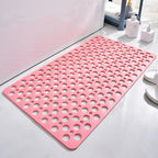 Tapis de douche antidérapant en PVC à ventouses, quatre formats, rose