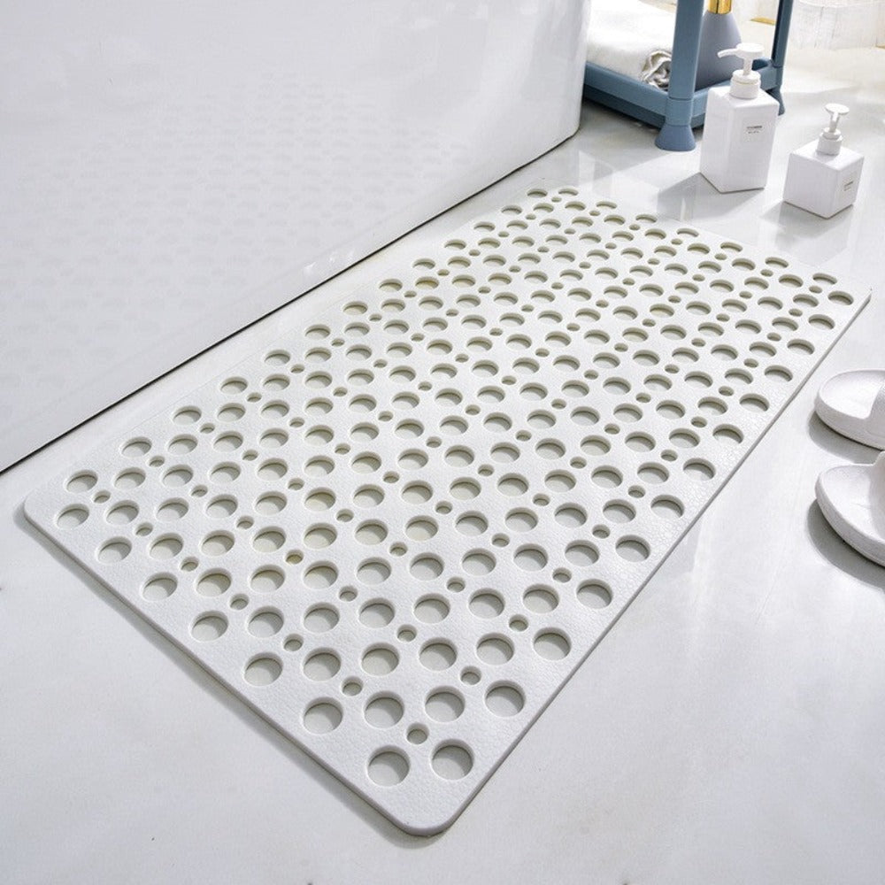 Tapis de douche antidérapant en PVC à ventouses, quatre formats, blanc