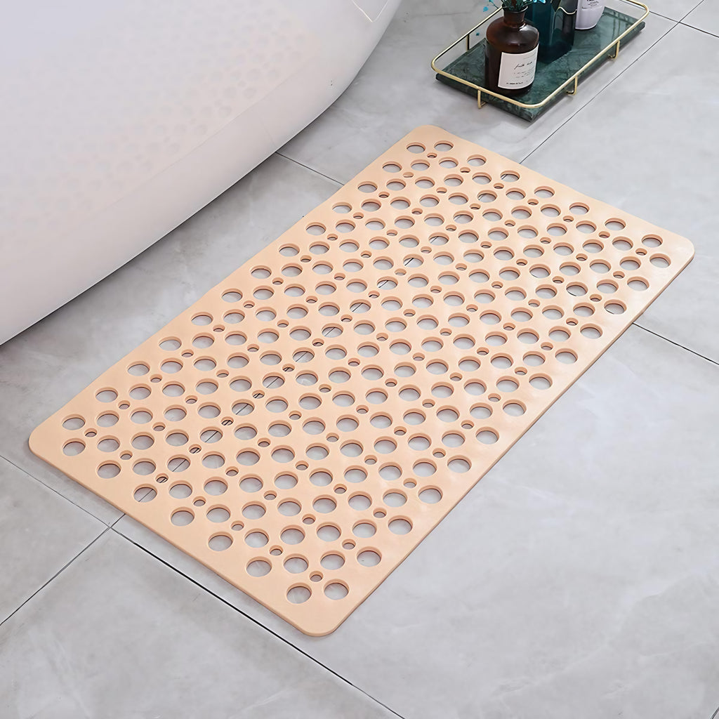 Tapis de douche antidérapant en PVC à ventouses, quatre formats, beige