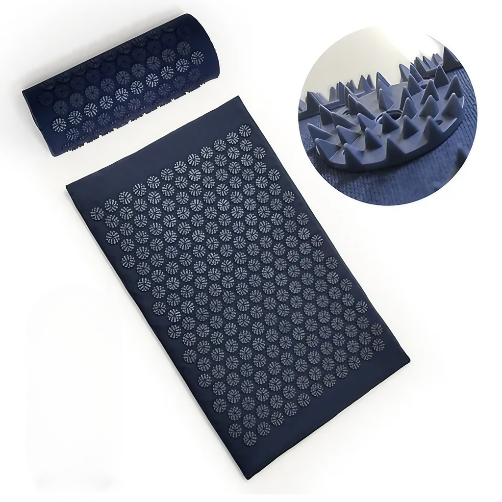 Tapis d'acupression champ de fleurs pour la détente, bleu marine