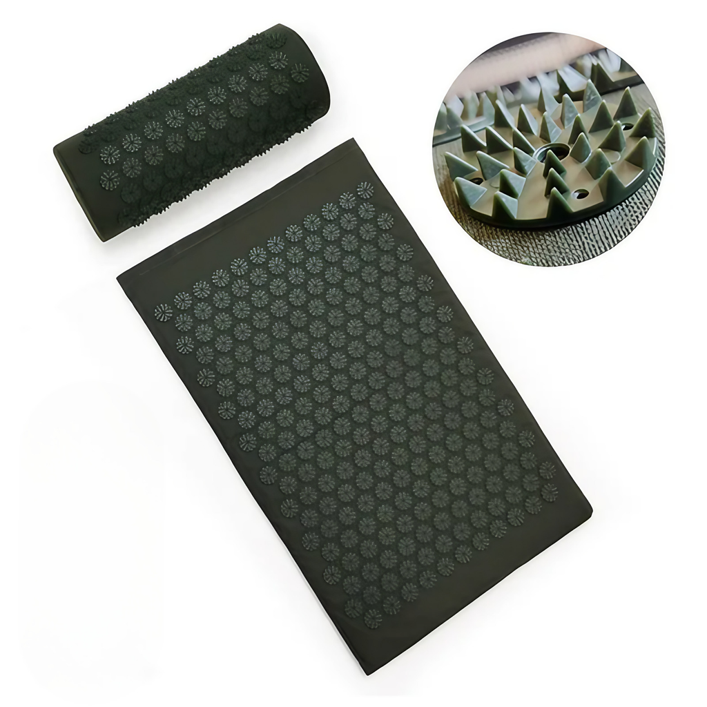 Tapis d'acupression champ de fleurs pour la détente, vert foncé