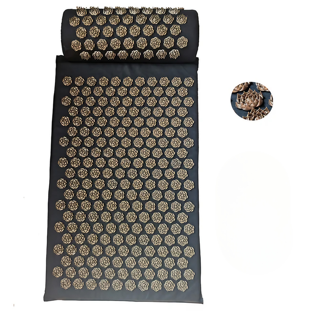 Tapis d'acupression champ de fleurs pour la détente, lotus doré