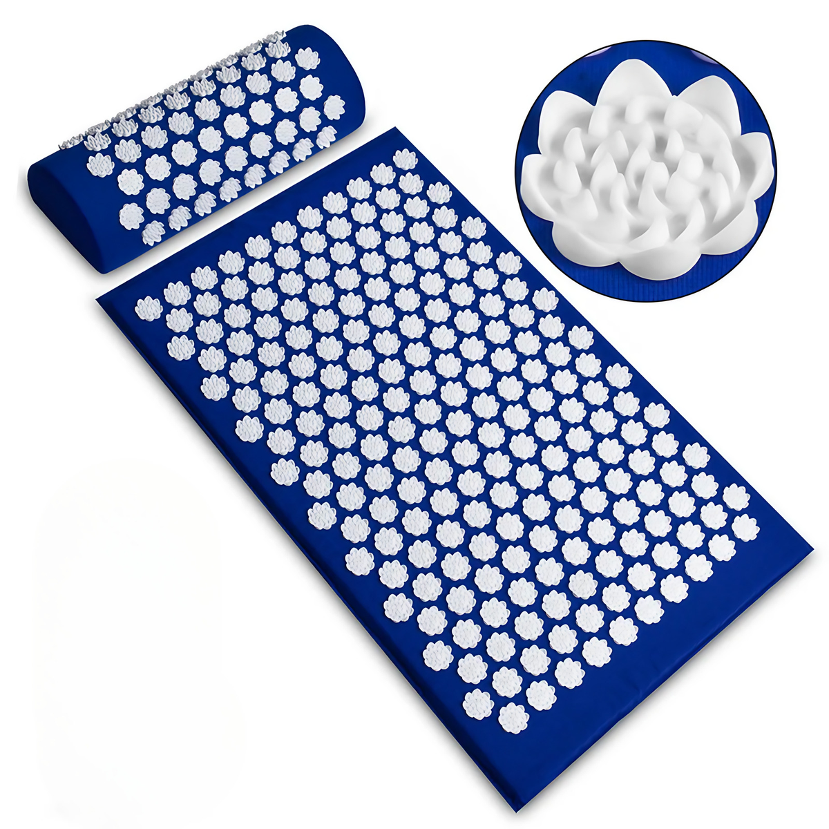 Tapis d'acupression champ de fleurs pour la détente, bleu