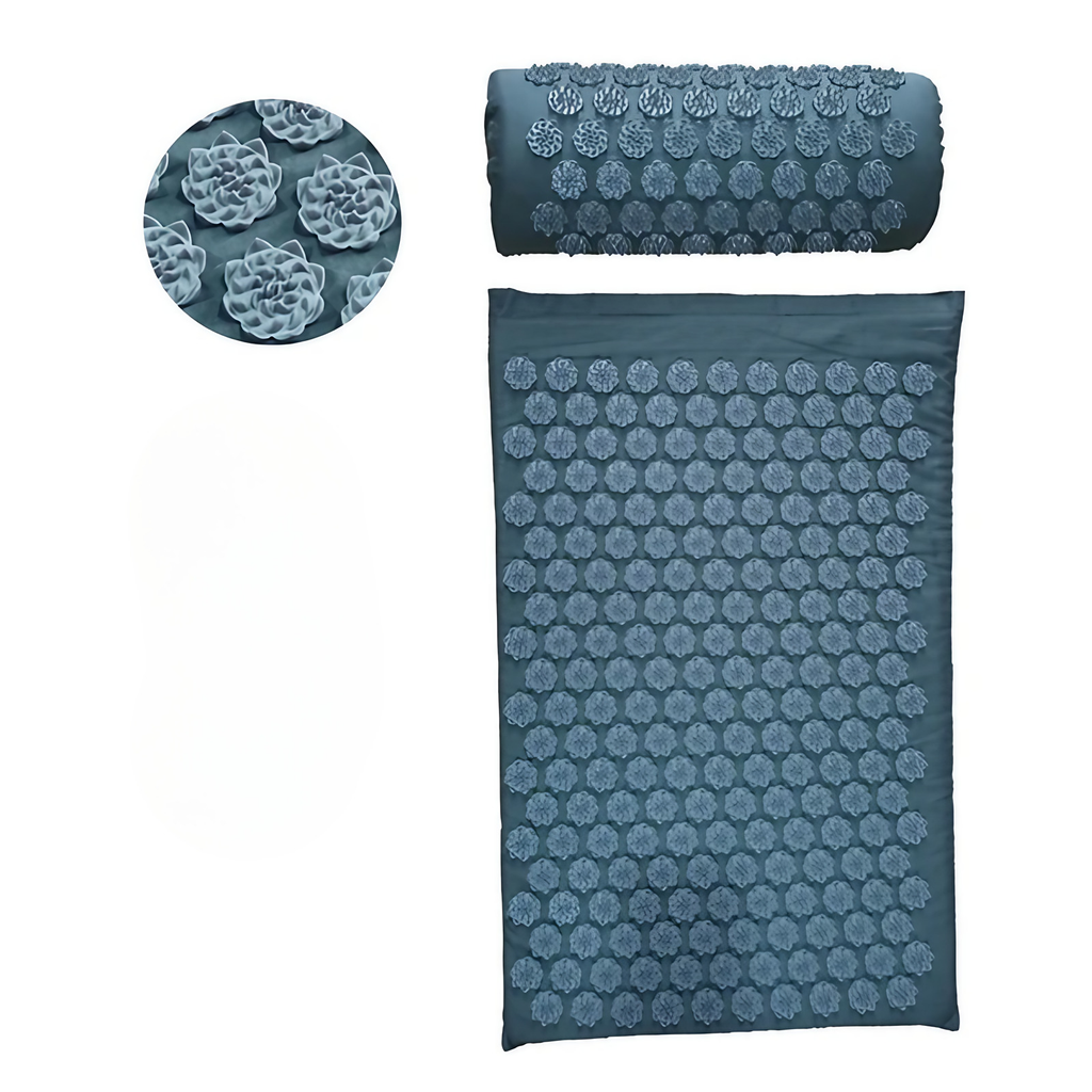 Tapis d'acupression champ de fleurs pour la détente, gris