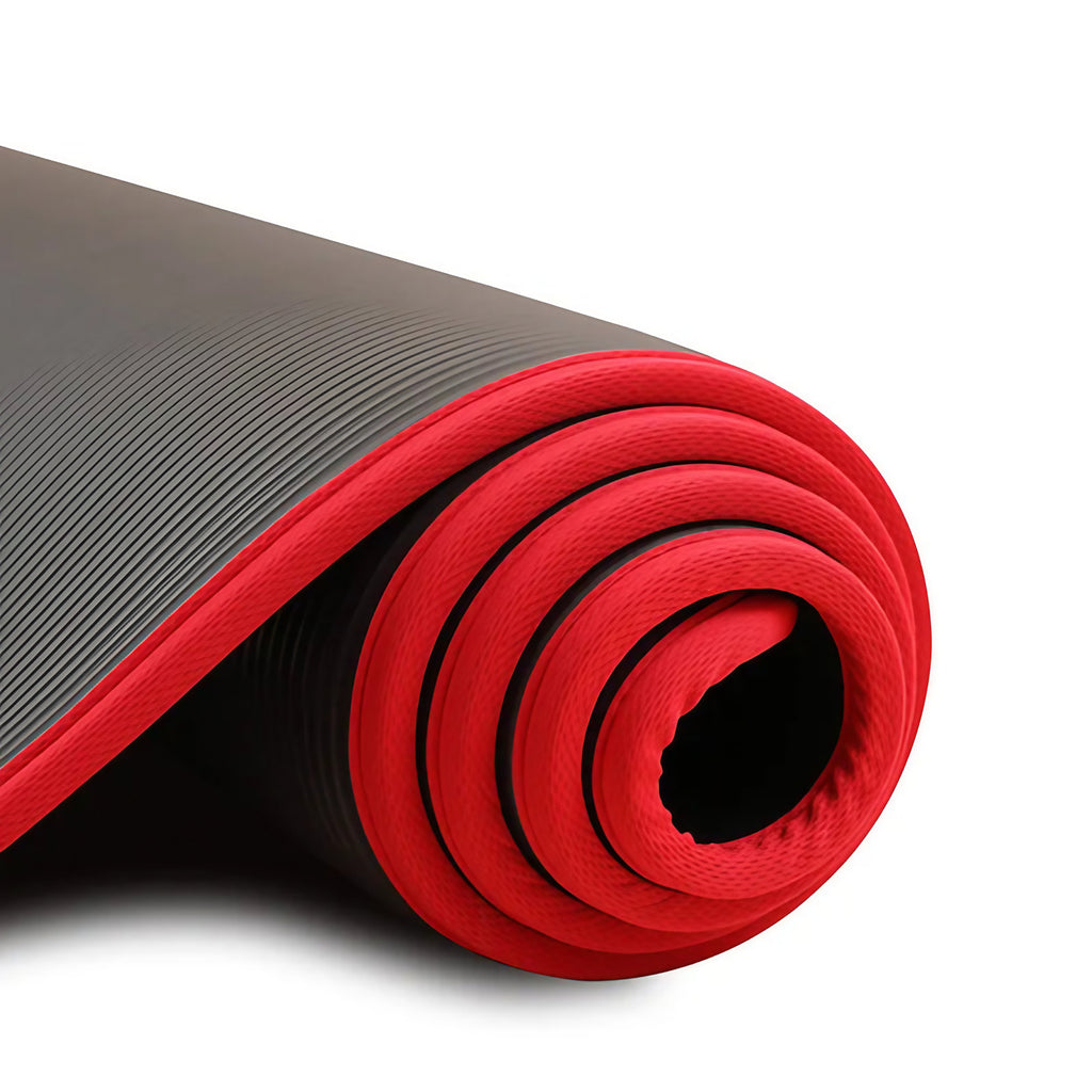 Tapis de yoga épais 10 mm antidérapant, 183 x 61 cm, noir