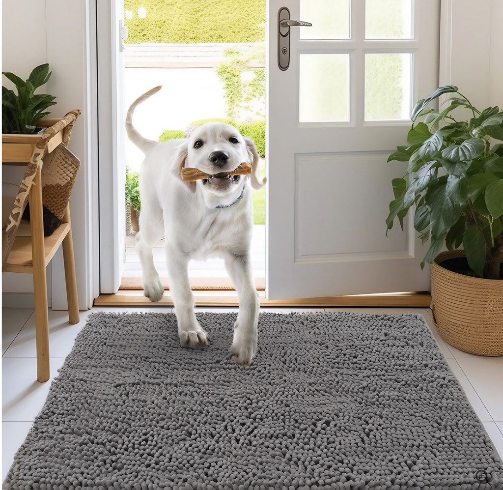 Tapis absorbant pour chien en microfibre, lavable, trois tailles, gris foncé