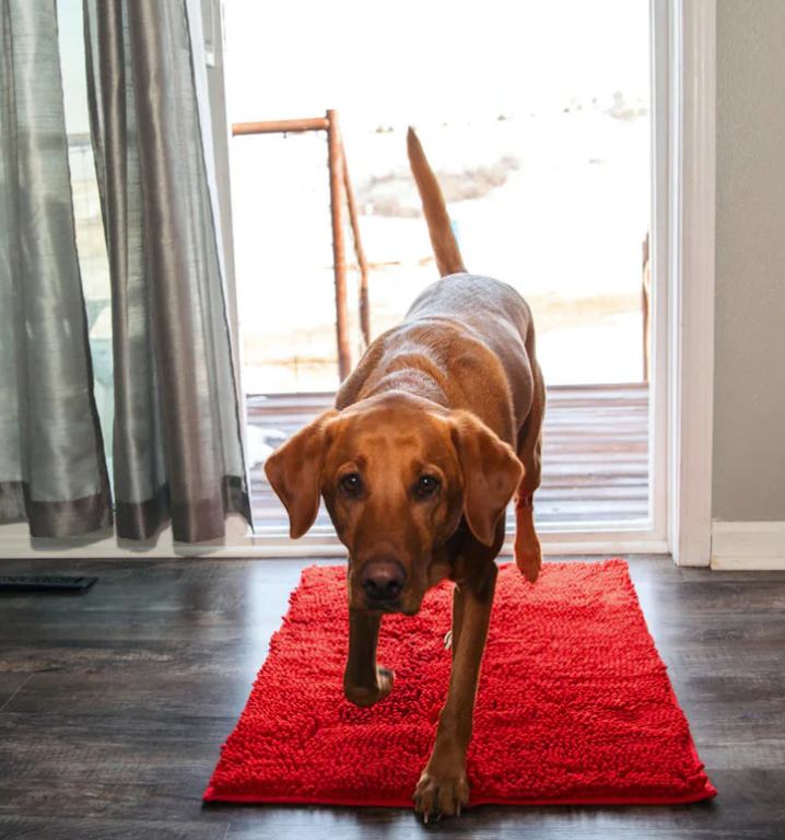 Tapis absorbant pour chien en microfibre, lavable, trois tailles, rouge