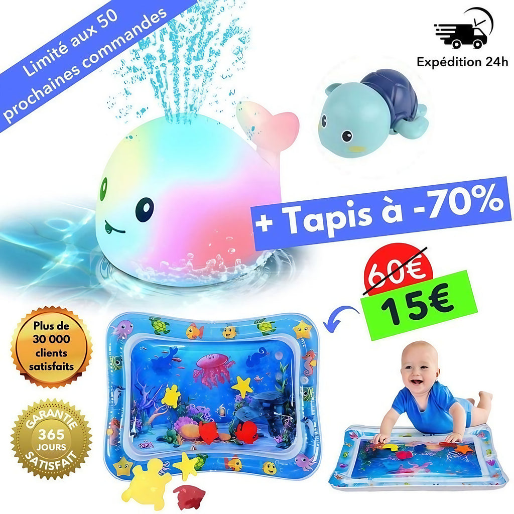 Jouet de bain baleine lumineuse à jet d'eau pour bébé