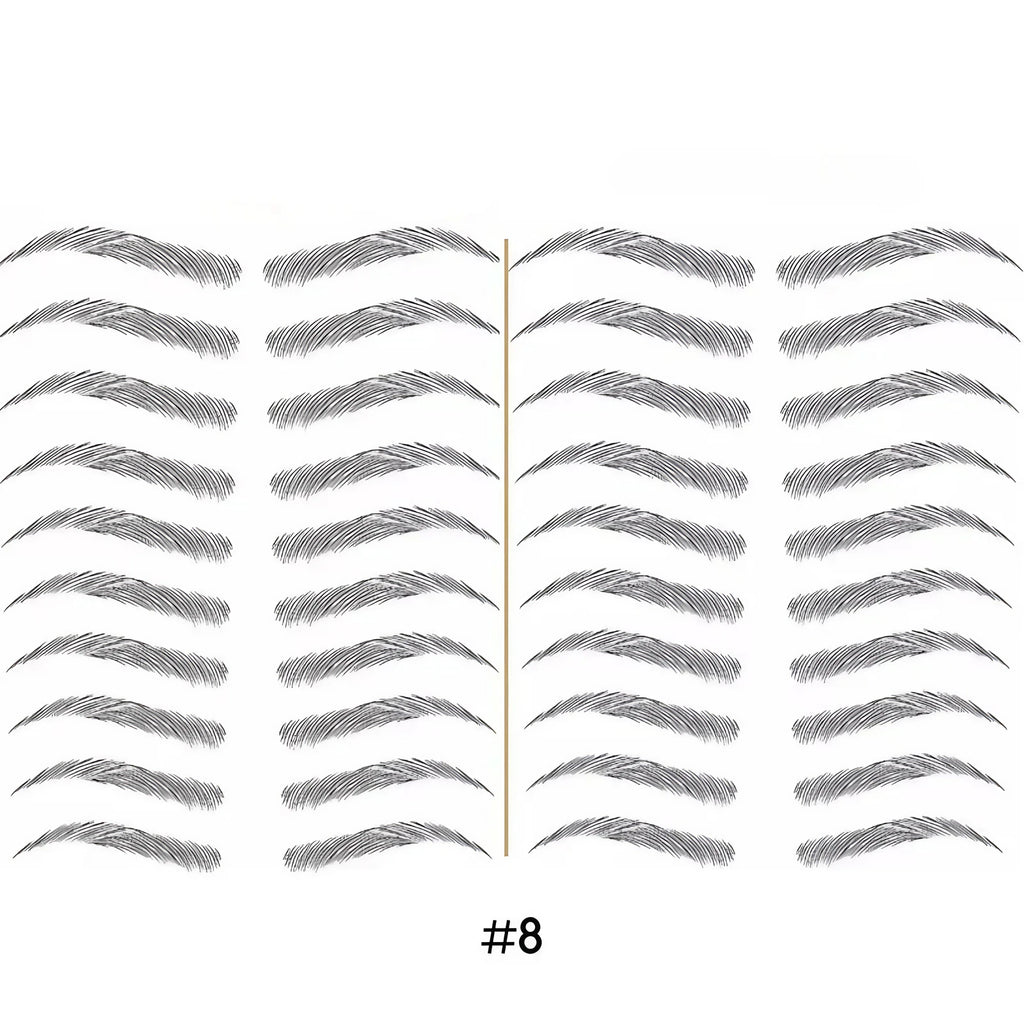 Tatouage sourcils temporaire 4D, résistant à l'eau, neuf formes, noir