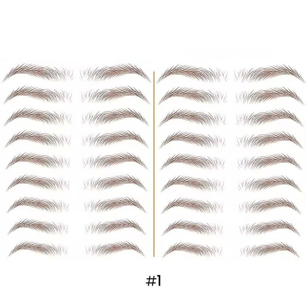 Tatouage sourcils temporaire 4D, résistant à l'eau, neuf formes, marron
