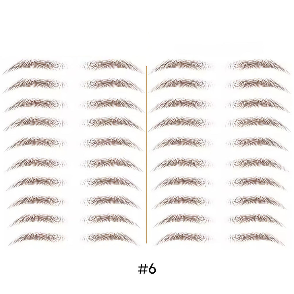Tatouage sourcils temporaire 4D, résistant à l'eau, neuf formes, marron