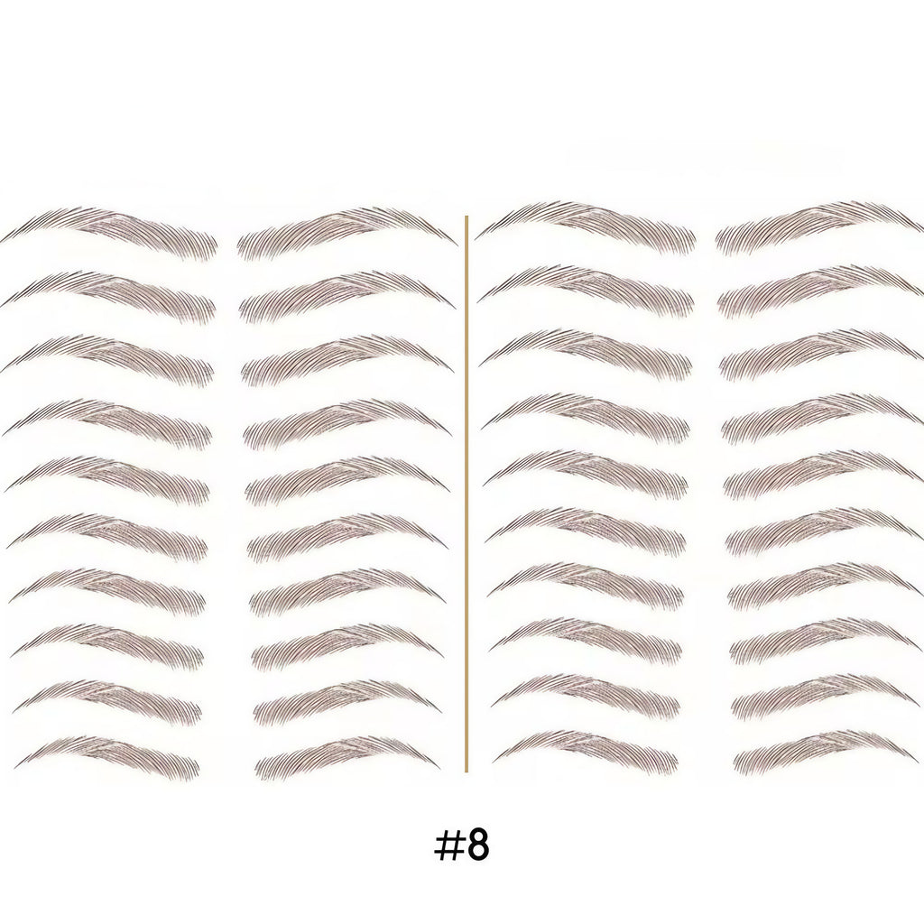 Tatouage sourcils temporaire 4D, résistant à l'eau, neuf formes, marron