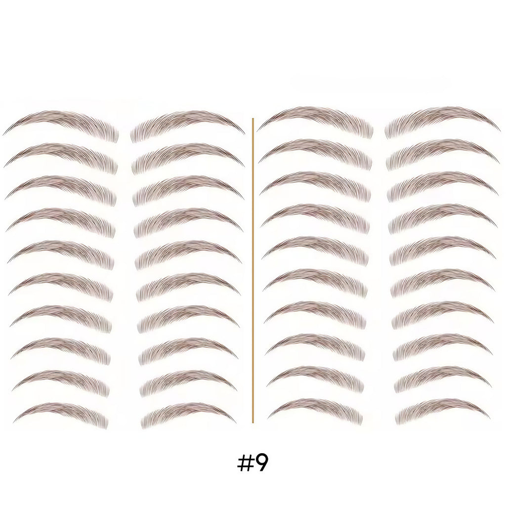 Tatouage sourcils temporaire 4D, résistant à l'eau, neuf formes, marron