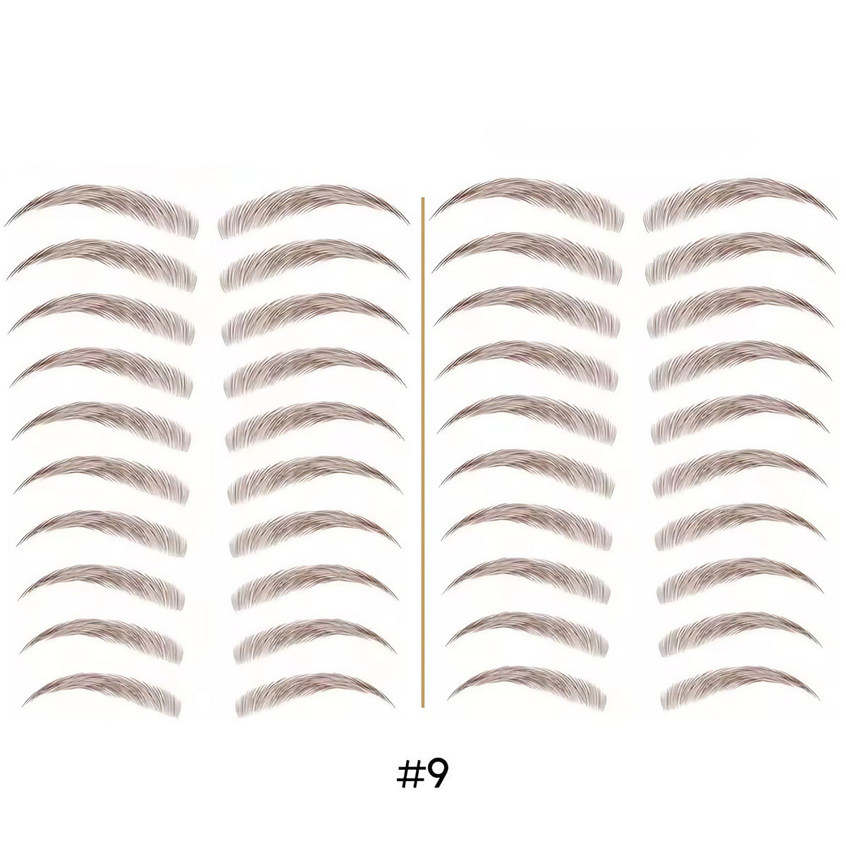 Tatouage sourcils temporaire 4D, résistant à l'eau, neuf formes, marron