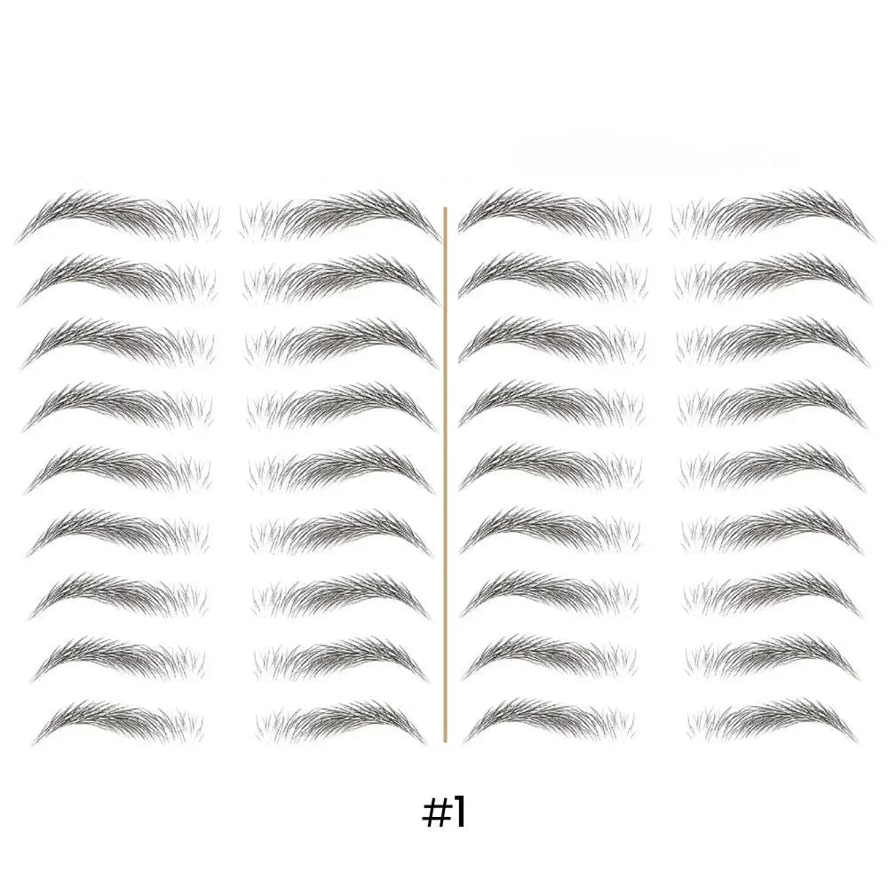 Tatouage sourcils temporaire 4D, résistant à l'eau, neuf formes, noir