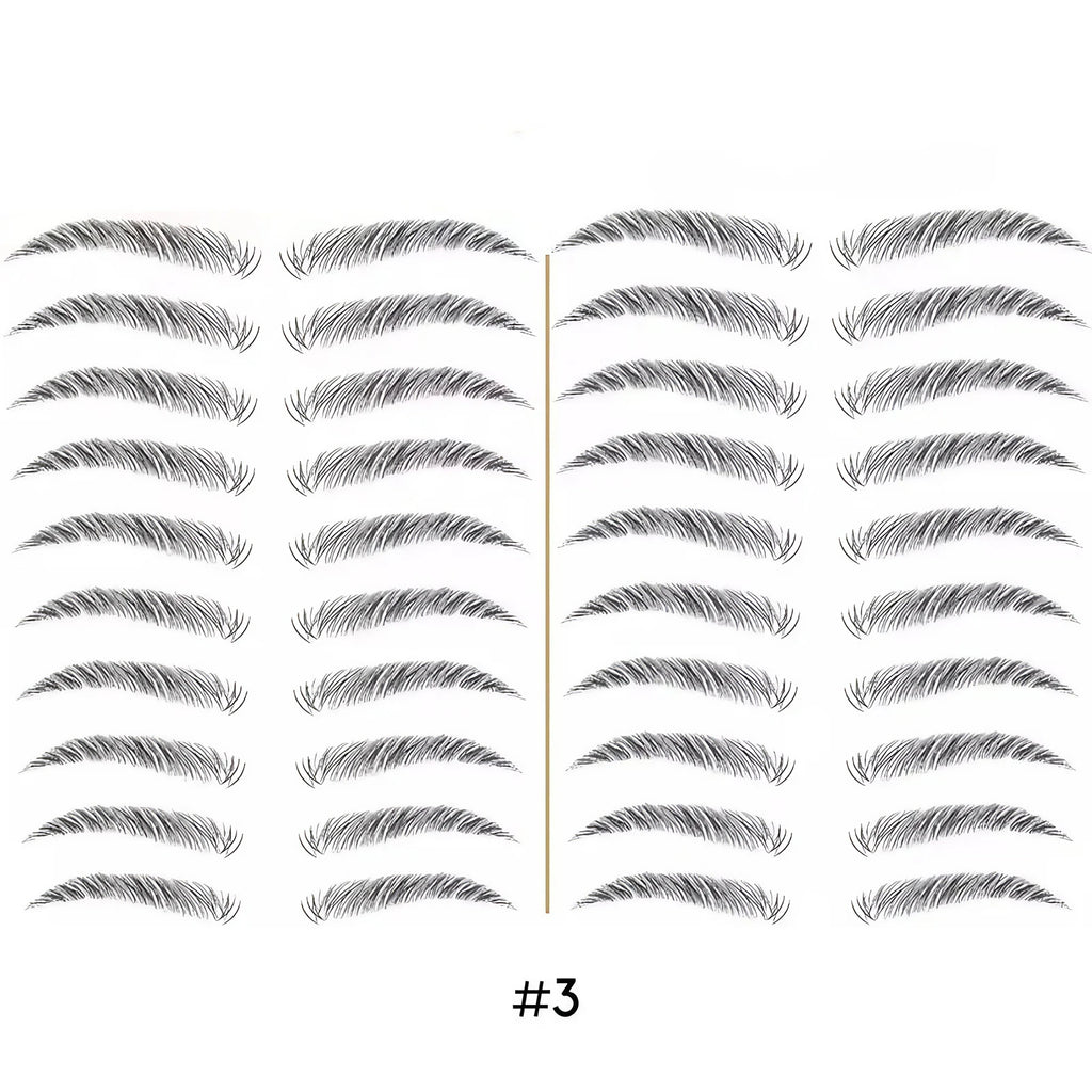 Tatouage sourcils temporaire 4D, résistant à l'eau, neuf formes, noir