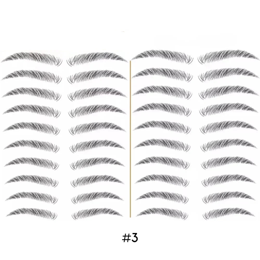 Tatouage sourcils temporaire 4D, résistant à l'eau, neuf formes, noir