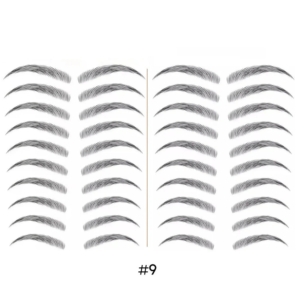 Tatouage sourcils temporaire 4D, résistant à l'eau, neuf formes, noir