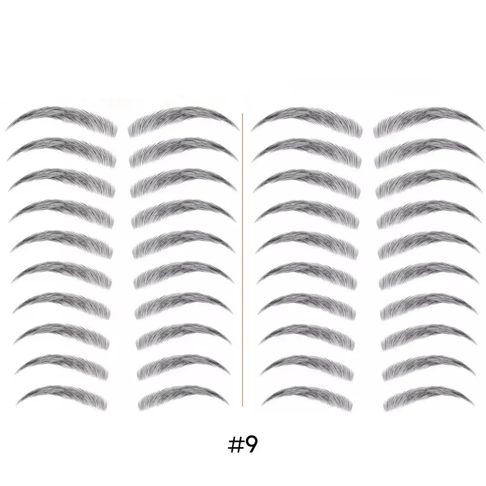 Tatouage sourcils temporaire 4D, résistant à l'eau, neuf formes, noir
