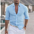 Chemise homme d'été, coupe décontractée, six coloris, bleu ciel
