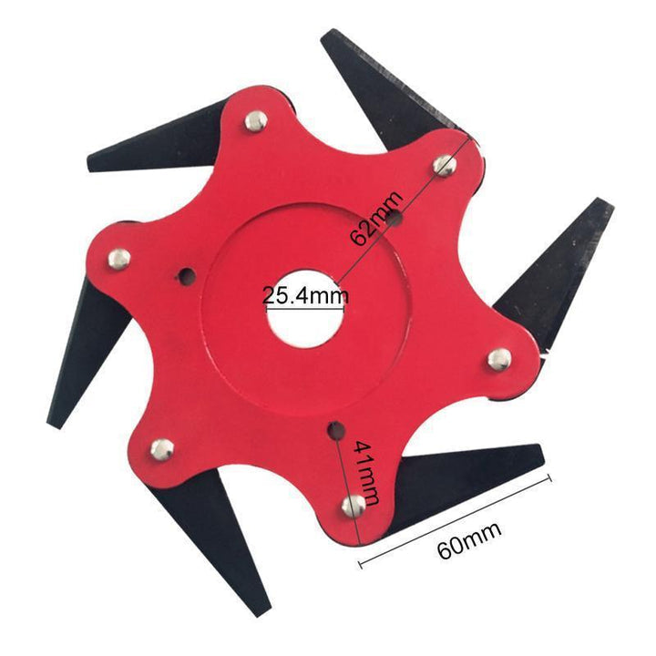 Tête de débroussailleuse à 6 lames en acier, 245 mm de diamètre