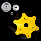 Tête de débroussailleuse à six lames en acier, fixation 25,4 mm, jaune