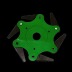 Tête de débroussailleuse à six lames en acier, fixation 25,4 mm, vert