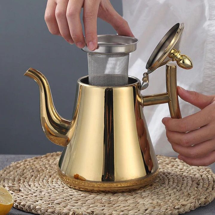 Théière bouilloire en acier inoxydable avec filtre, 1 L ou 1,5 L