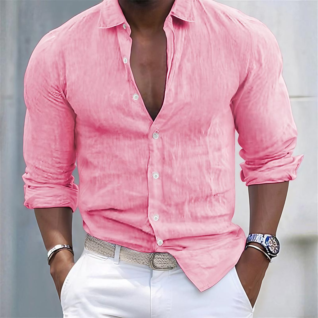 Chemise homme d'été, coupe décontractée, six coloris, rose