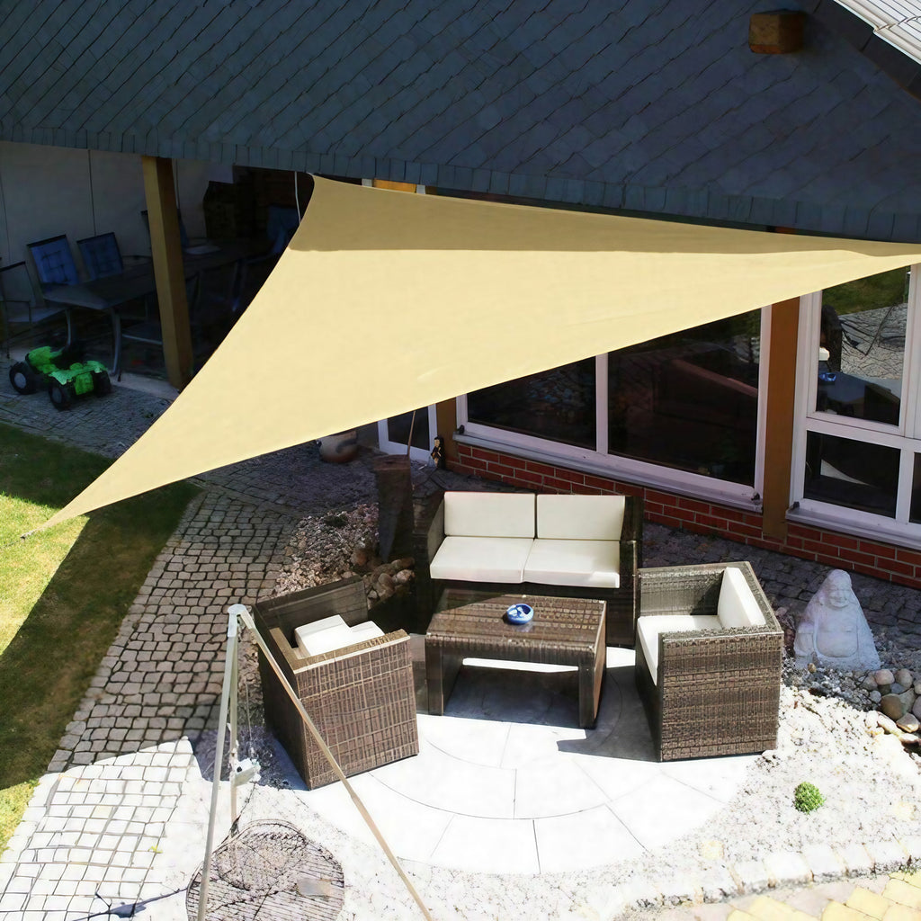 Voile d'ombrage imperméable, triangle, carré ou rectangle, beige