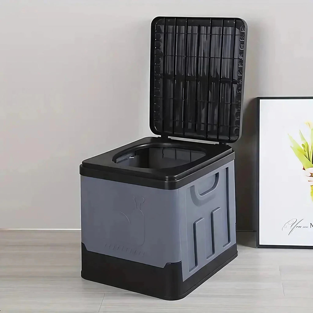 Toilettes portables pliables pour le camping, jusqu'à 150 kg, gris