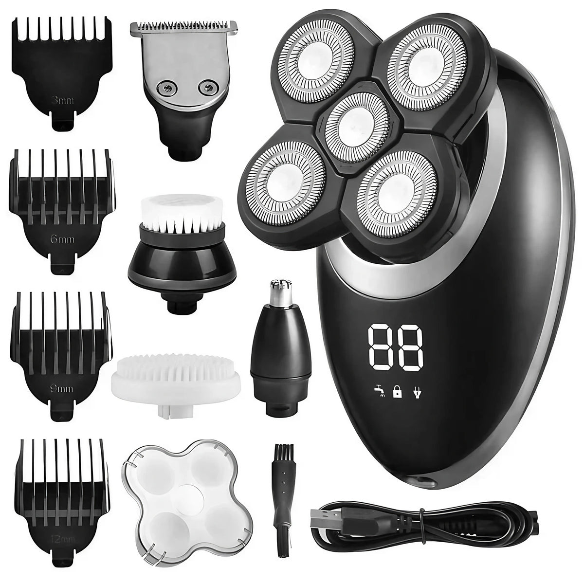 Tondeuse homme multifonction étanche, rechargeable par USB