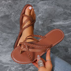 Tongs femme à brides croisées, blanc ou marron foncé, 36 au 41