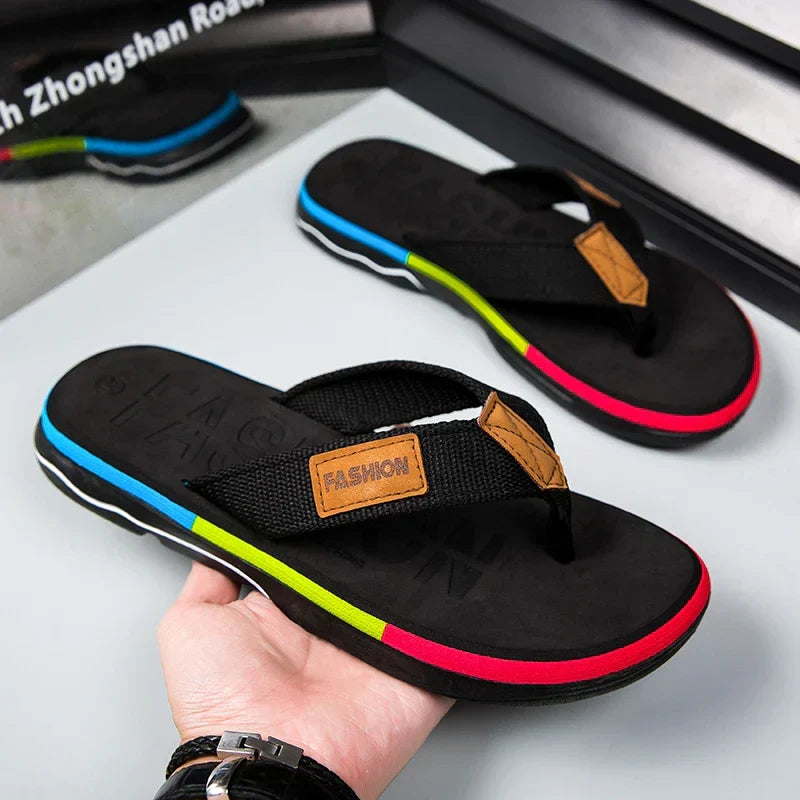 Tongs homme à semelle antidérapante, trois coloris, du 39 au 45, noir