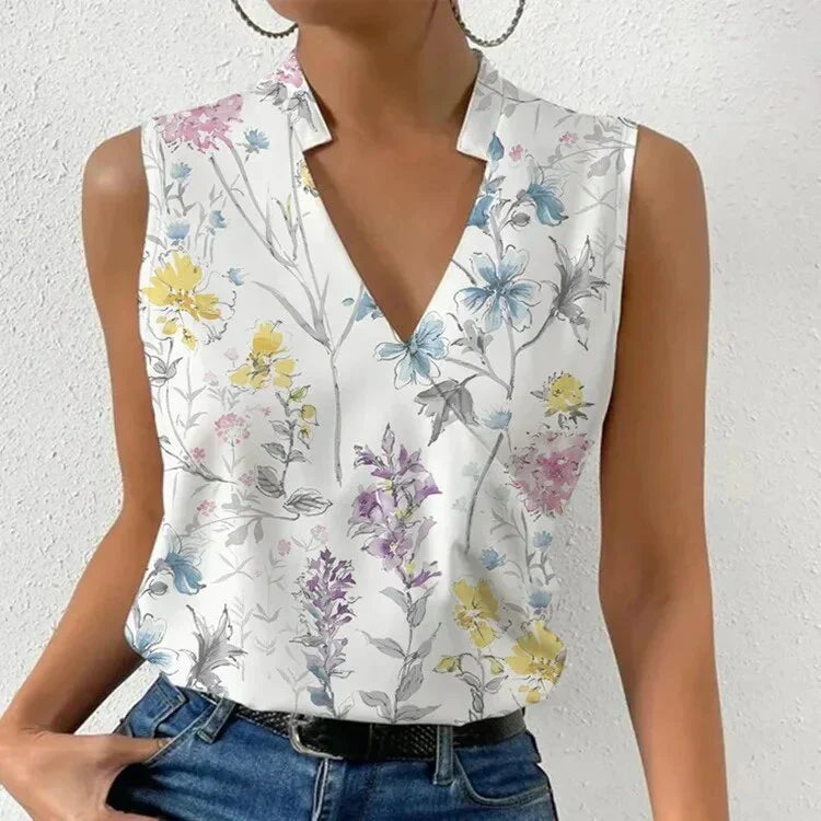Top sans manches femme à col V, unis ou bicolores, du S au 3XL, blanc et jaune