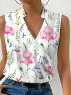 Top sans manches femme à col V, unis ou bicolores, du S au 3XL, blanc et rose