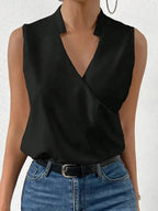 Top sans manches femme à col V, unis ou bicolores, du S au 3XL, noir