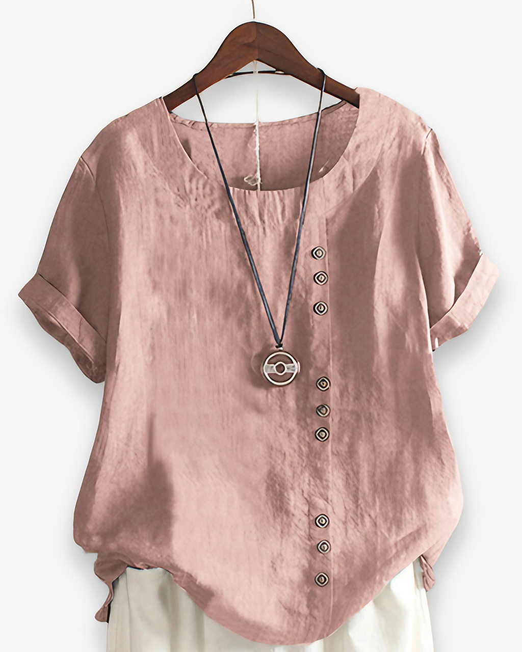 Top femme boutonné pour l'été, huit coloris, du S au 5XL, rose