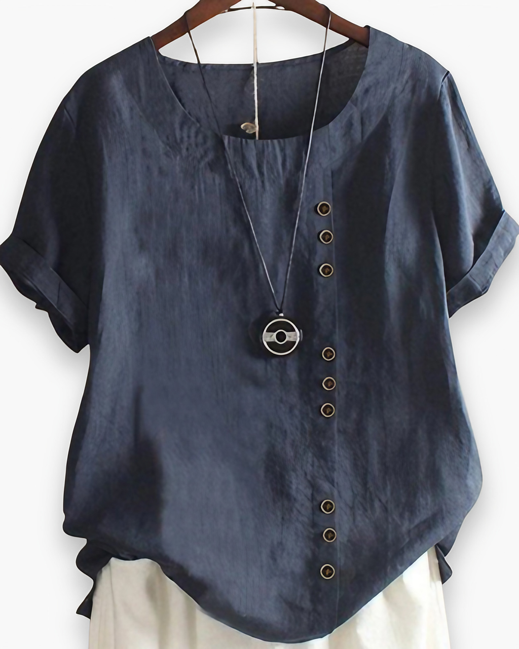 Top femme boutonné pour l'été, huit coloris, du S au 5XL, bleu foncé