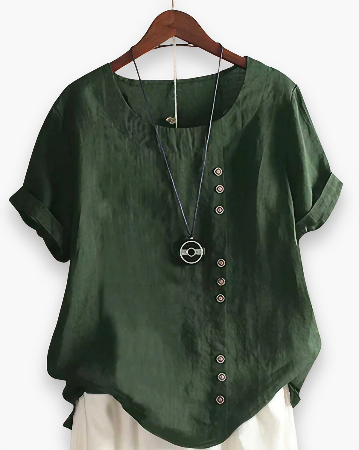 Top femme boutonné pour l'été, huit coloris, du S au 5XL, vert