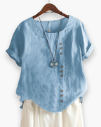 Top femme boutonné pour l'été, huit coloris, du S au 5XL, bleu clair